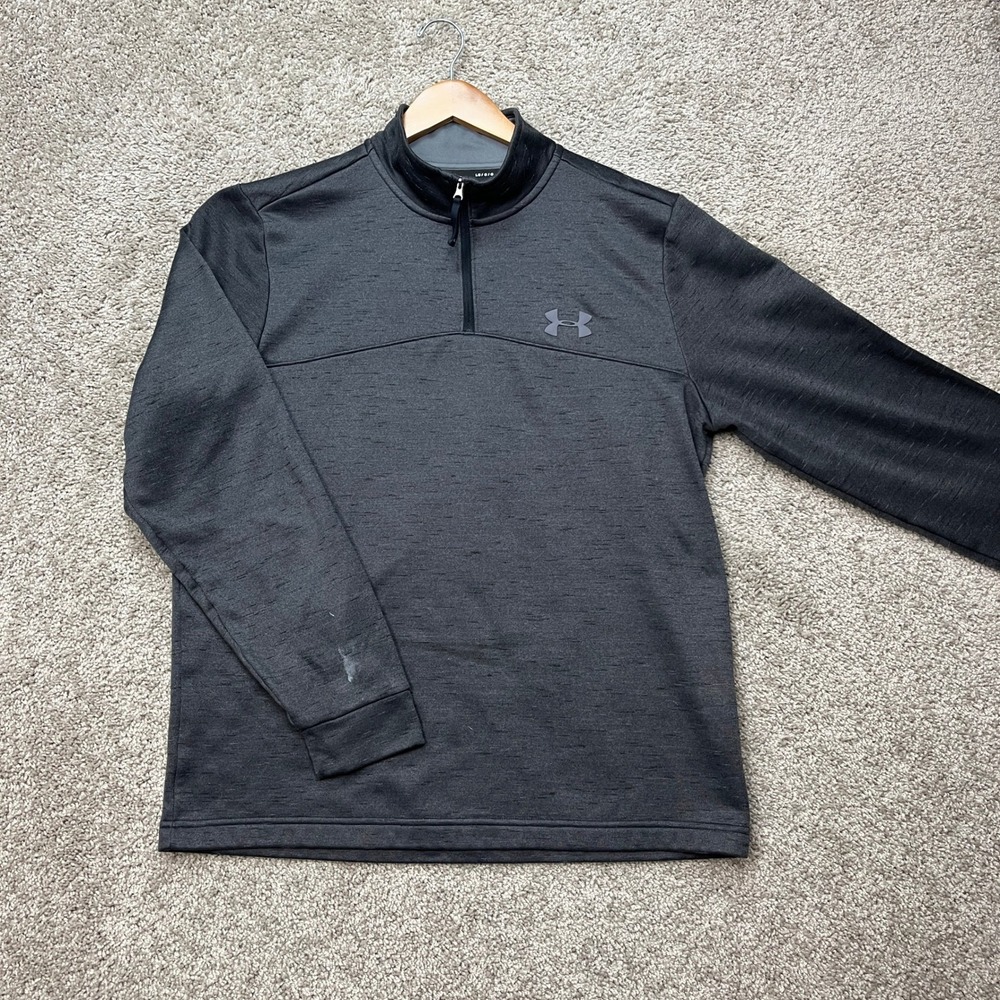 Under Armour Pullover‎ Mens Large Gray Quarter Zip ColdGear Heathered Loose Fit